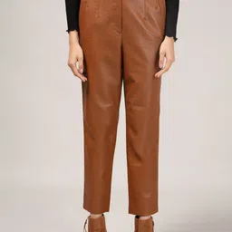 20Dresses Women Brown Comfort Straight Fit High-Rise Trousers-picture-15