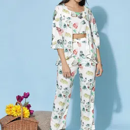 9shines Label Conversational Printed Crop Top With Trousers & Shrug-picture-10