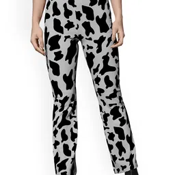 ODETTE Women Printed Comfort Slim Fit High-Rise Trousers-image-79