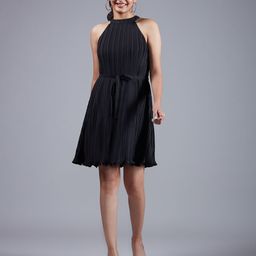 20Dresses Round Neck Accordion Pleats Fit & Flare Dress-picture-45