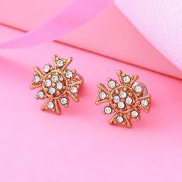 Estele Gold-Plated Floral Studs Earrings-image-23