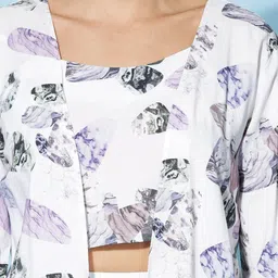 9shines Label Conversational Printed Crop Top With Trousers & Jacket image 3