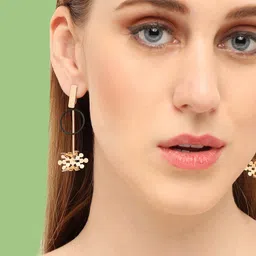SOHI Gold-Plated Contemporary Drop Earrings-27