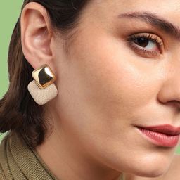 SOHI Gold Plated Contemporary Drop Earrings-17