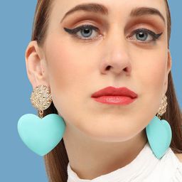 SOHI Gold-Plated Party Designer Heart Shaped Drop Earrings-54