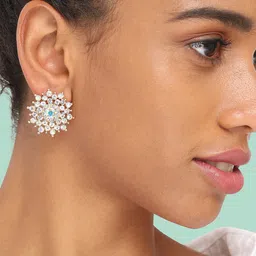 SOHI Silver-Plated Contemporary Studs Earrings-14