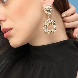 SOHI Gold-Plated Contemporary Drop Earrings-18
