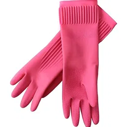 RBGIIT Pink 2 Pieces Textured Anti Slip Cleaning Gloves-image-72