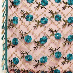 Sugathari Maroon & Blue Embroidered Dupatta with Thread Work image 2
