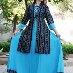 DSS FASHION Sleeveless Anarkali Kurta With Printed Jacket-picture-19