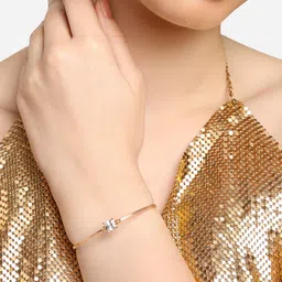 Zaveri Pearls Women Rose Gold-Plated Cubic Zirconia Kada Bracelet-18