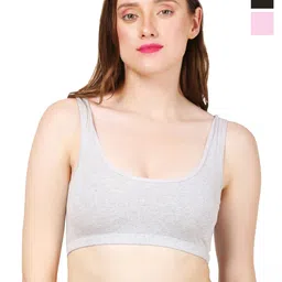 MYSHA Pack Of 3 Full Coverage Non Padded Dry Fit Workout Bra With All Day Comfort-35