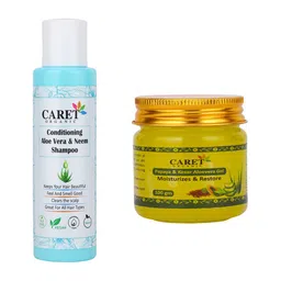 CARET ORGANIC Aloe vera & Neem Shampoo & Papaya, Kesar Aloevera Gel Combo -100 g Each-image-43