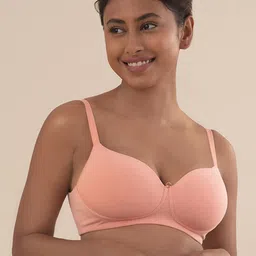 NYKD Solid Lightly Padded Cotton Underwired Medium Coverage Bra - NYB094 image 1