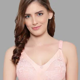 KYODO Women Peach-Coloured Non Padded Net Bra-32