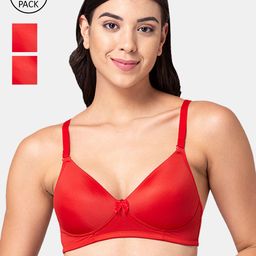 Tweens Pack Of 3 Red Lightly-Padded Non-Wired T-Shirt Bra-57