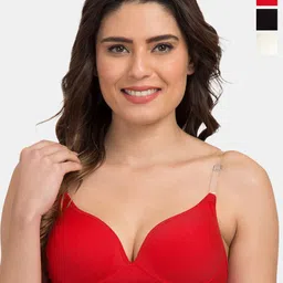 Tweens Pack Of 3 Cotton Push-Up Bra Medium Coverage Heavily Padded Transparent Back image 1