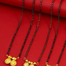 Ramdev Art Fashion Jwellery Set Of 3 Gold-Plated Beaded Mangalsutra-image-43
