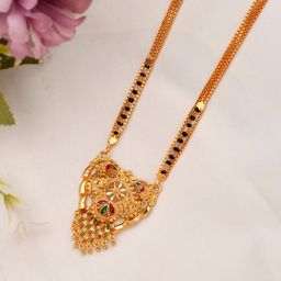 Silvermerc Designs Gold-Plated Black Beaded Mangalsutra-image-6