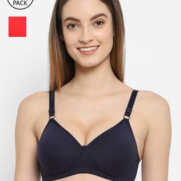 Floret Navy Blue & Red Pack Of 2 Lightly Padded Bra-52
