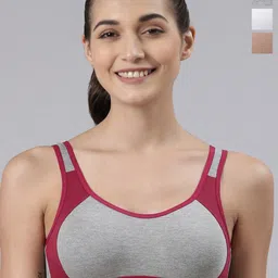 Dollar Missy Pack of 3  Cotton Wire-Free Moulded Sports Bra-image-56