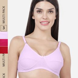shyaway Pack Of 3 Non Padded Non-Wired Full Coverage All Day Comfort Cotton Bra-image-86