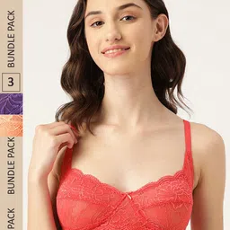 Leading Lady Set of 3 Red & Purple Floral T-Shirt Bra-12