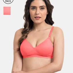 Tweens Women Pack of 2 Coral Solid Padded Bra-12