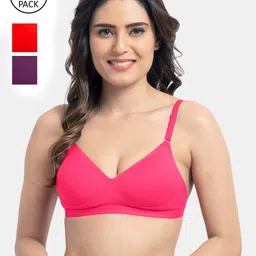 Tweens Pack of 3 Pink & Red Solid Non Wired Full Coverage T-shirt Bra-image-13
