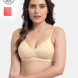 Tweens Pack Of 2 Beige & Coral Pink T-shirt Cotton Bras Lightly Padded TW-91313-SK-2PC-CRL-picture-20