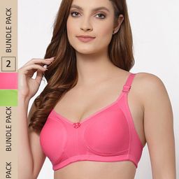 Floret Pack Of 2 Non Wired Non Padded High Support Minimizer Bra-picture-5