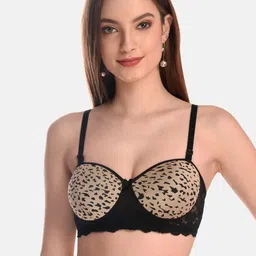 LOTUSLEAF Black & Brown Animal Lightly Padded Bra-48