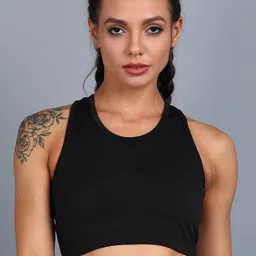 Rock Paper Scissors Women Black Crossback Sports Bra-picture-15