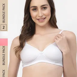 Floret Pack of 2 Lightly Padded Non-Wired Seamless All Day Comfort Push-Up Bra-12
