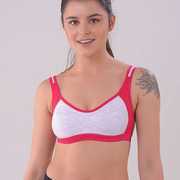 Apraa & Parma Women Grey & Pink Colourblocked Non Padded Sports Bra-picture-12