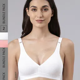 Dollar Missy Pack of 2 Combed Cotton with Stretchy Elastane Wire-Free Basic Support Bra-image-96