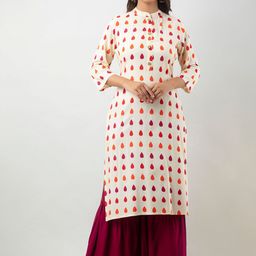 MAUKA Geometric Printed Straight Kurta with Sharara-10