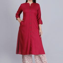MAUKA Women Maroon Kurta with Palazzos-image-16
