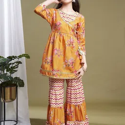 BAESD Girls Floral Printed Angrakha Kurti with Sharara-image-61