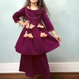 A.T.U.N. Girls Regular Sleeves Anarkali Patchwork Kurta & Sharara-image-70
