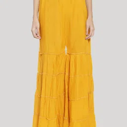 Clora Creation Women Mustard Yellow Flared Ethnic Gharara-image-97