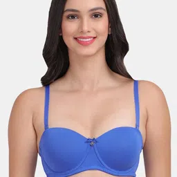 Amour Secret Blue Solid Seamless Underwired Lightly Padded Bra-picture-16