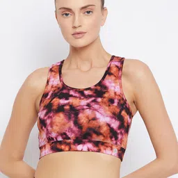 ATHLISIS Maroon & Pink Abstract Printed Bralette Luxe AOP Sports Bra-42