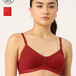 Lady Lyka Women Pack of 2 Maroon & Red Bra-image-95