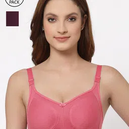 Floret Pack of 2 Rose & Burgundy Non Padded Bra-21