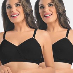 Sonari Black 2 Floral Everyday Pure Cotton Bra uniqueblackblack32C--51