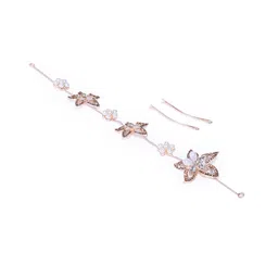 Kord Store Women Rose Gold Pearl and Flower Design Bridal Tiara-42