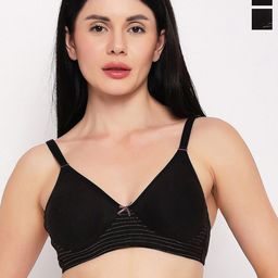 TOFTY Pack Of 2 Full Coverage Non Padded Cotton T-shirt Bras With All Day Comfort-image-69