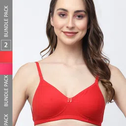 College Girl Pack Of 2 Cotton Non Padded All Day Comfort Full Coverage Seamless Bra-image-91