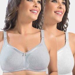 Sonari Grey & White Solid Pack of 2 Non Padded Non Wired Everyday Bra-22